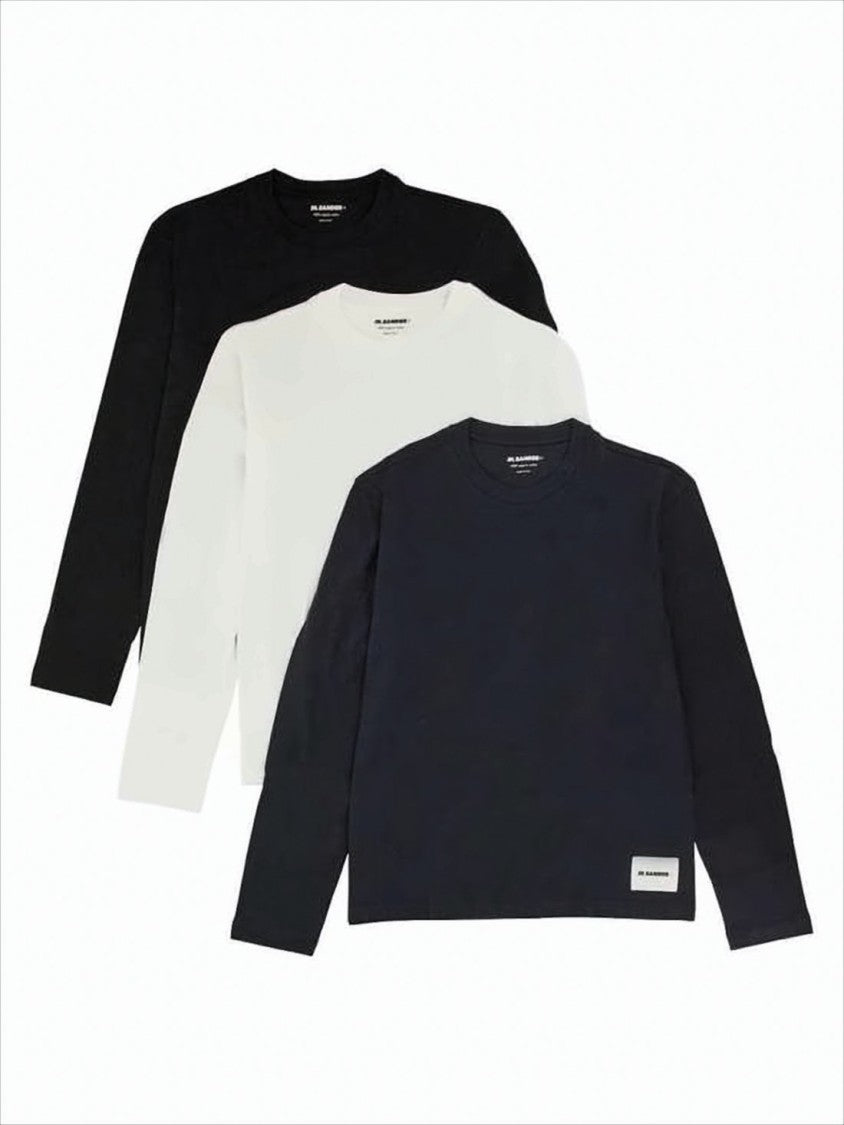 Jil Sander Long-Sleeve Crew Neck T-Shirt Set In Organic Cotton