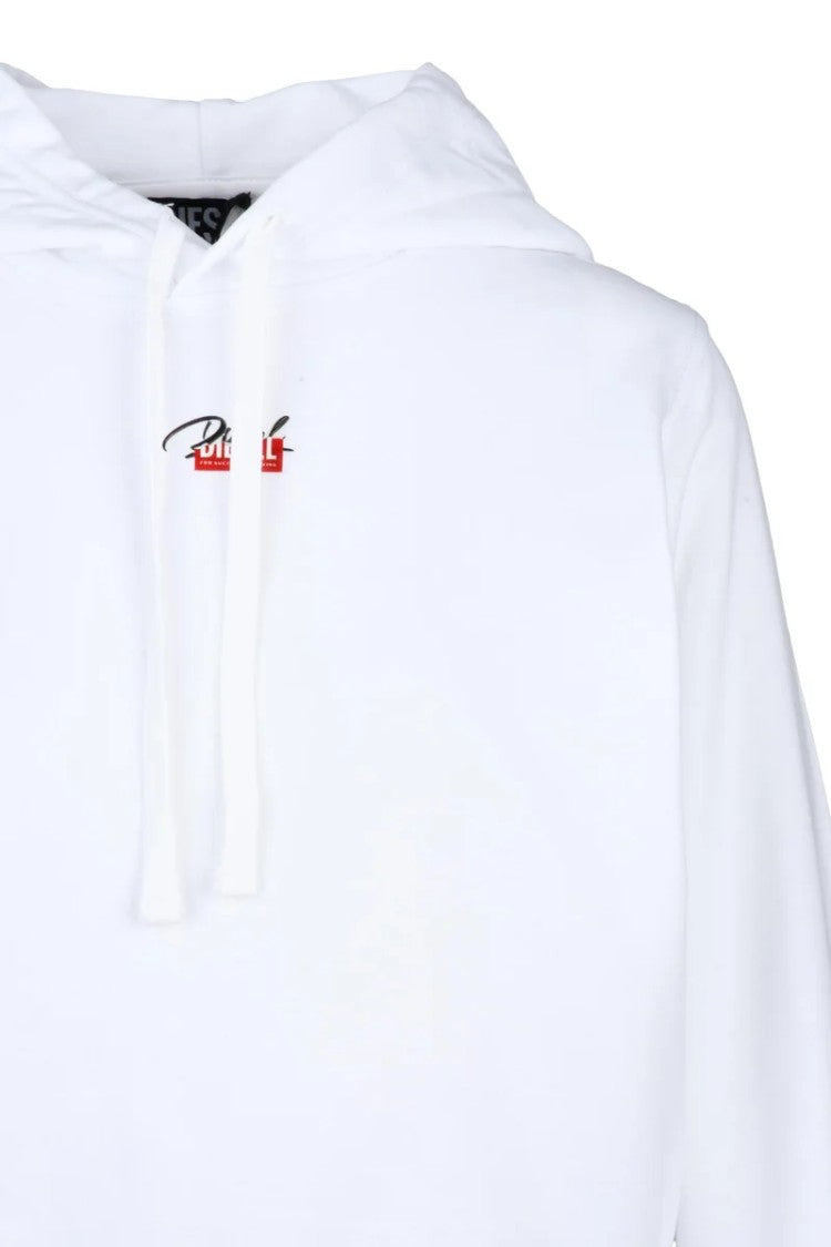 Diesel White Minimalist Hooded Sweatshirt