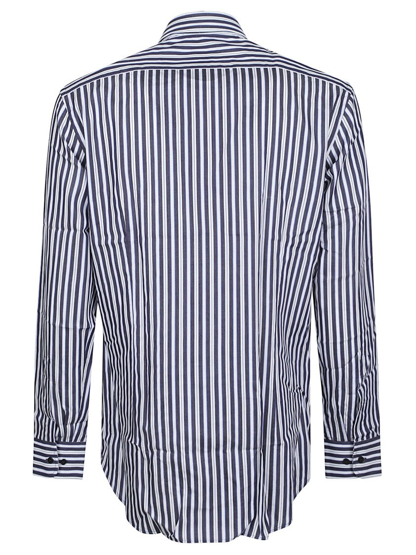 Etro Roma Blue Vertical Striped Cotton Button-Down Shirt