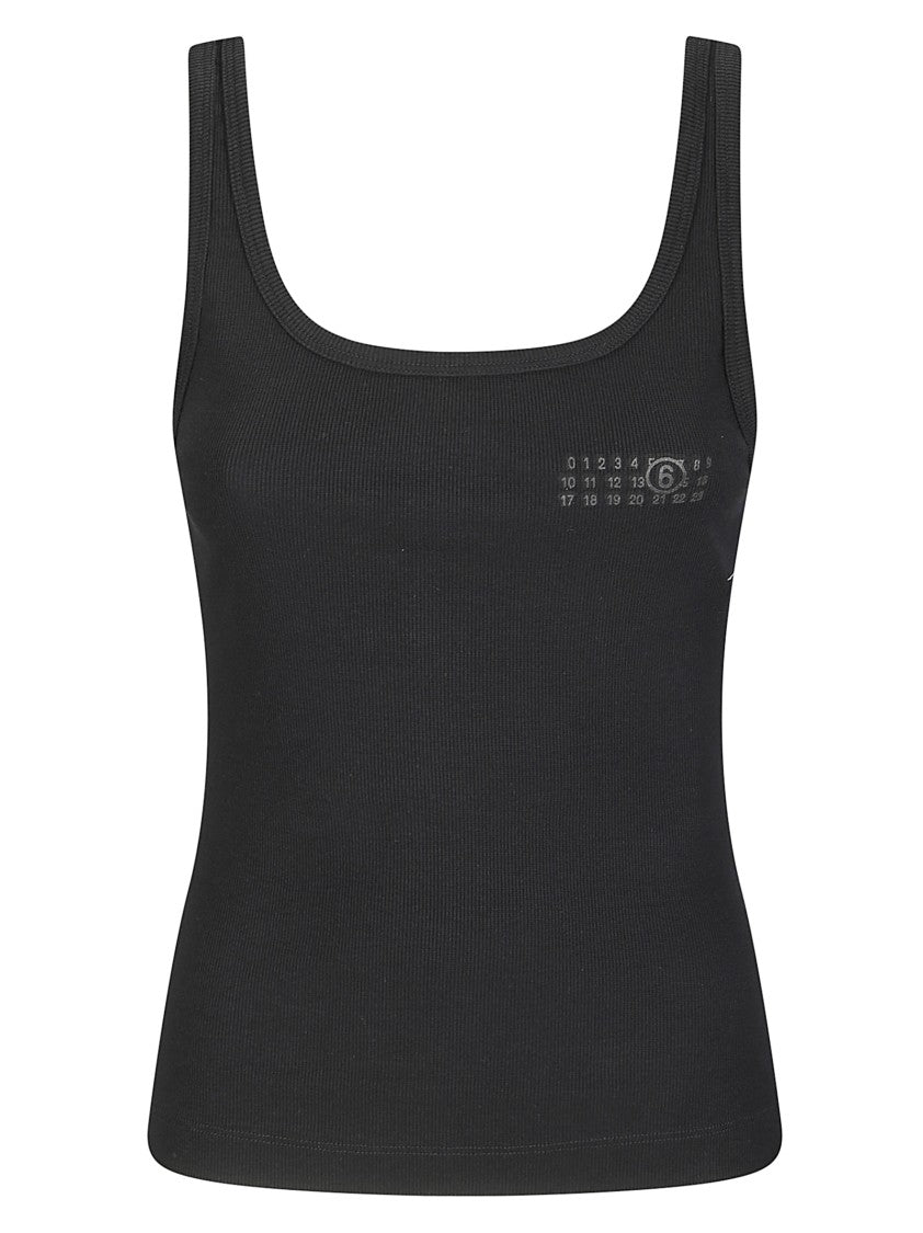 Mm6 By Maison Margiela Sleeveless Ribbed Cotton Tank Top With Hook