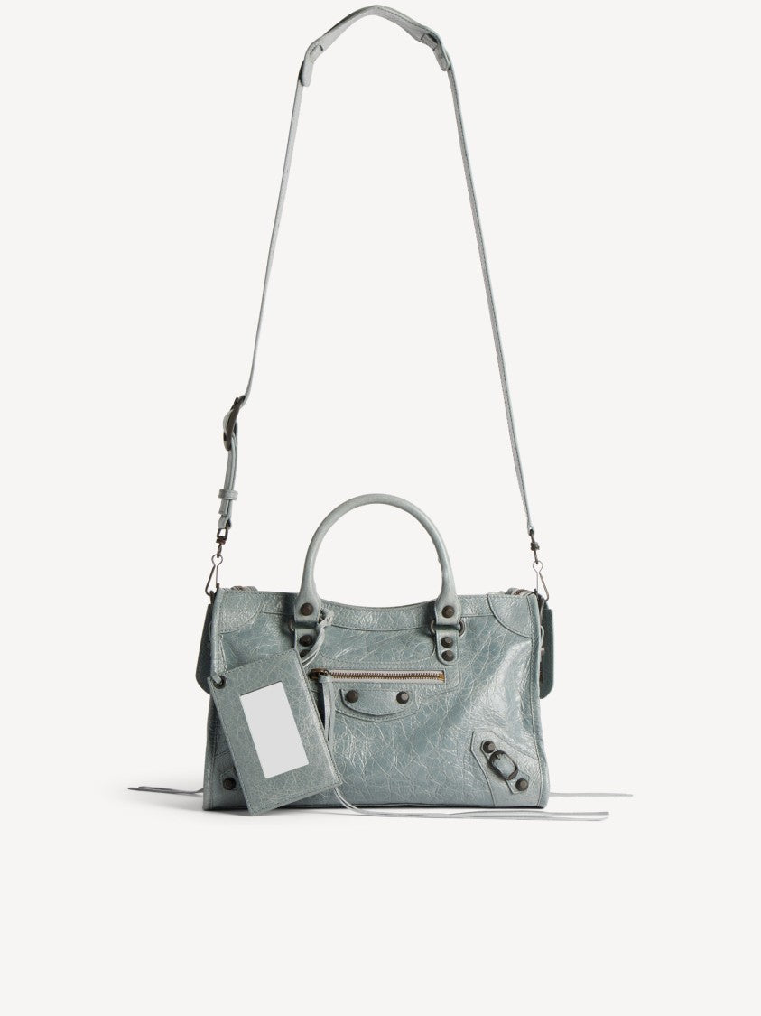 Balenciaga Textured Grey Leather Structured Handbag