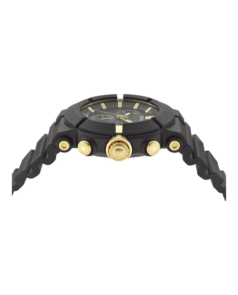 Versace Real Active Chrono Silicone Watch With Gold-Tone Accents And Medusa Emblem