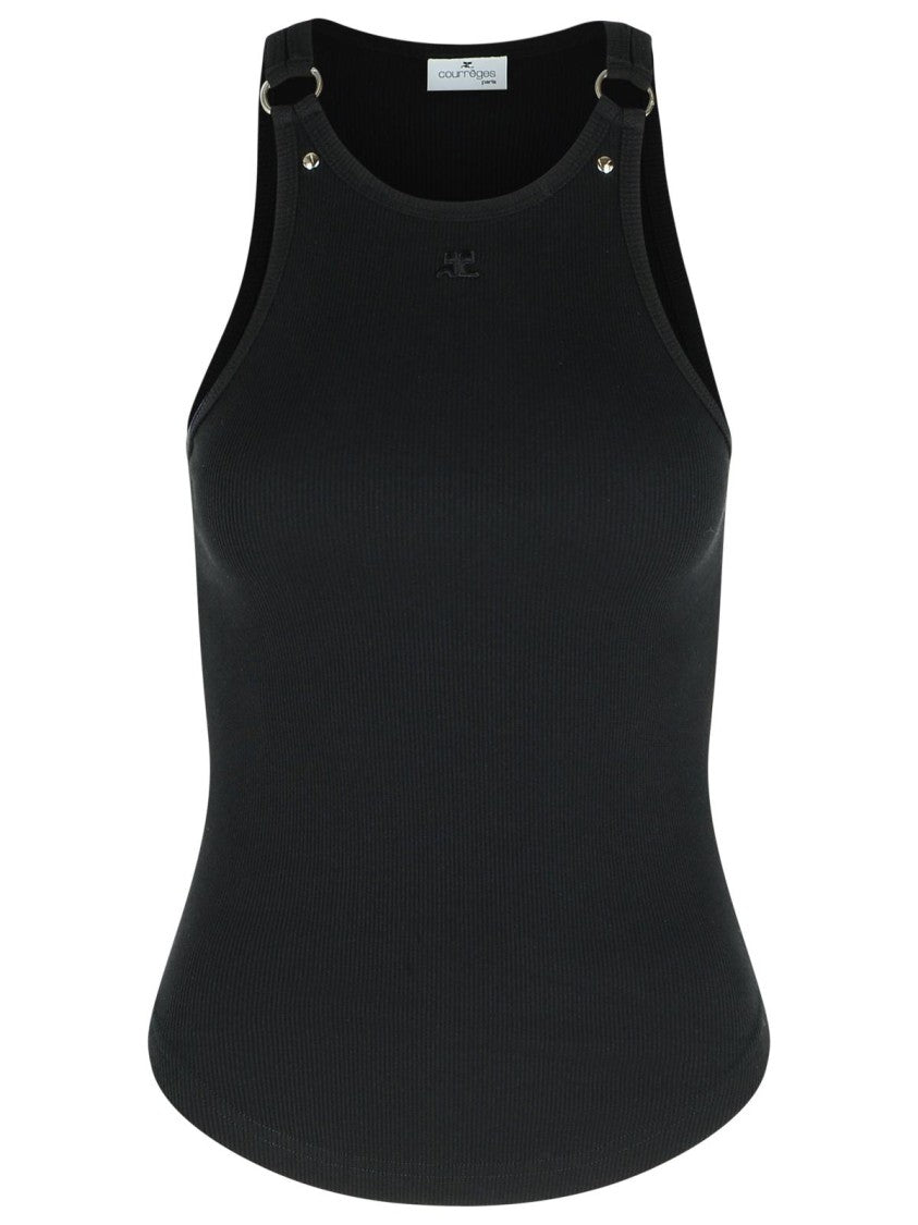 Courrèges Black Cotton Tank Top