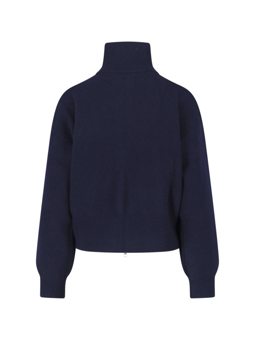 Extreme Cashmere Blue Xtra Cute Cropped High-Collar Cashmere Cardigan