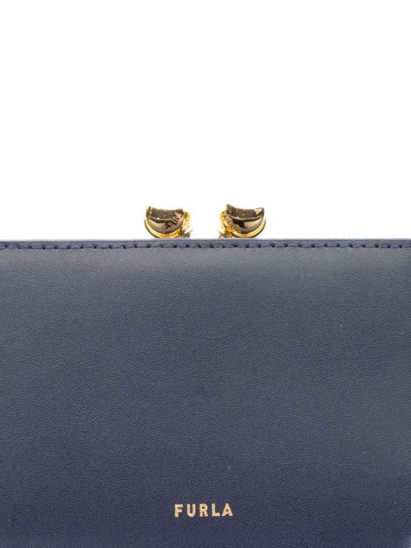 Furla Compact Structured Wallet With Gold-Tone Accents