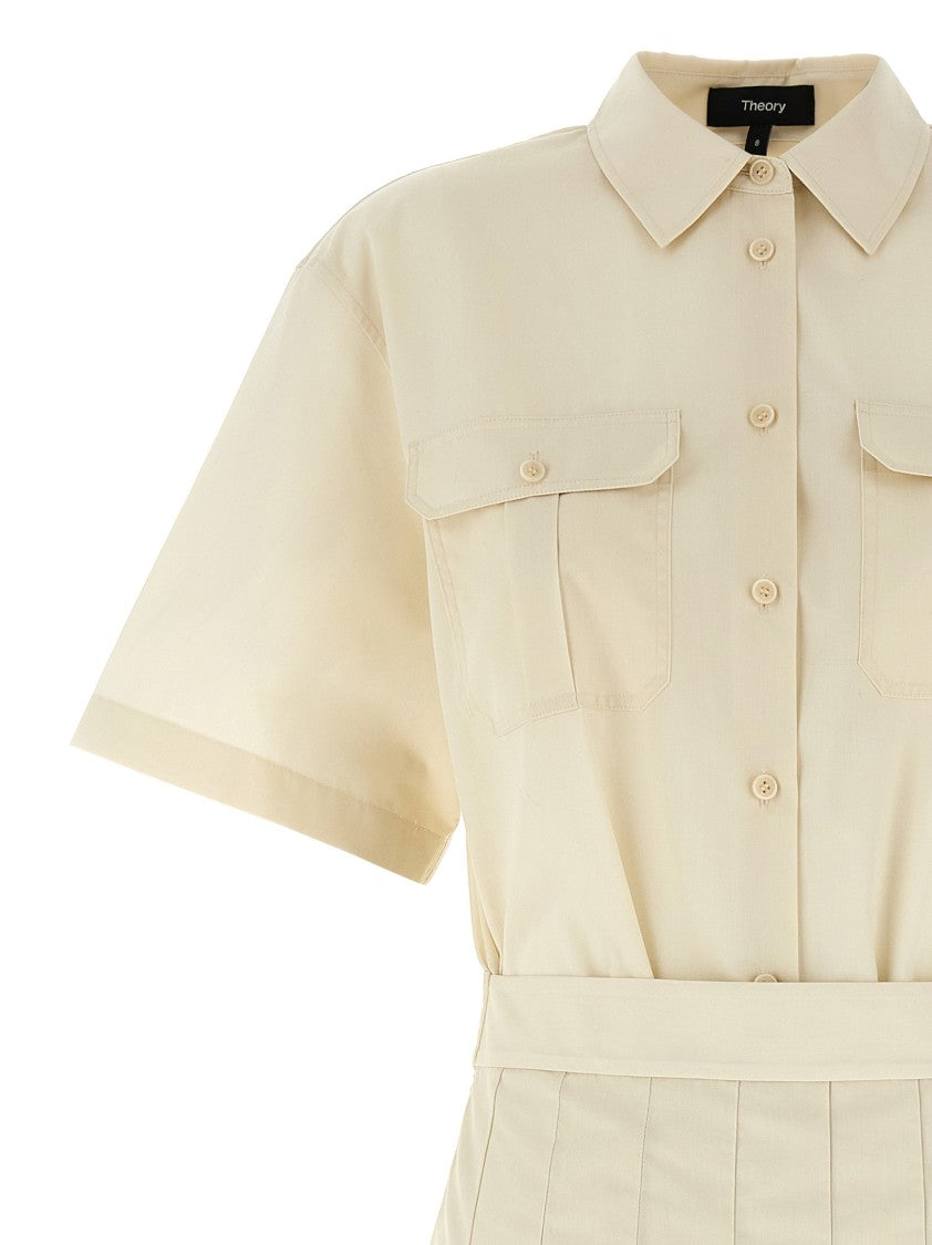 Theory Shirt-Style Maxi Wrap Dress With Pleated Skirt