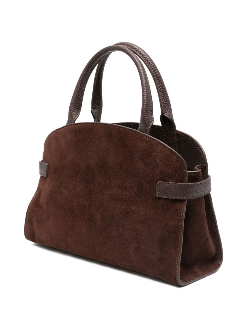Coccinelle Brown Calf Suede Handbag With C-Me Logo Buckle