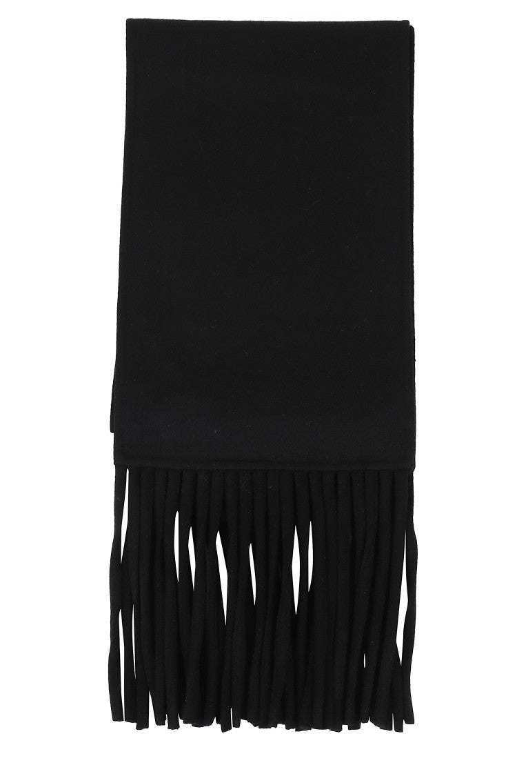 Ermanno Firenze Black Wool Scarf With Fringed Edges