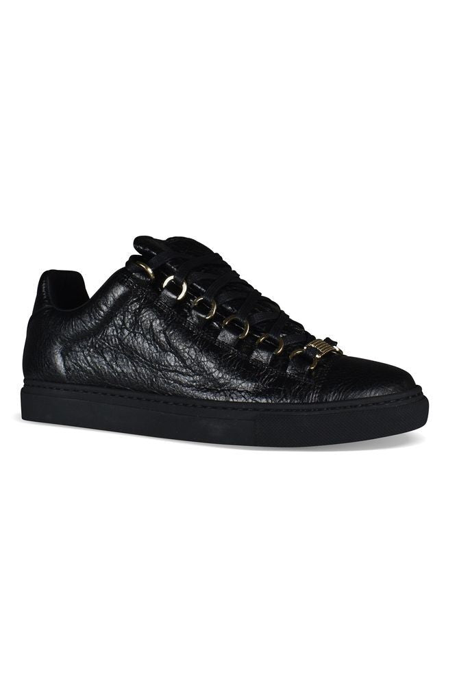 Balenciaga Textured Black Low-Top Sneakers With Metallic Accents