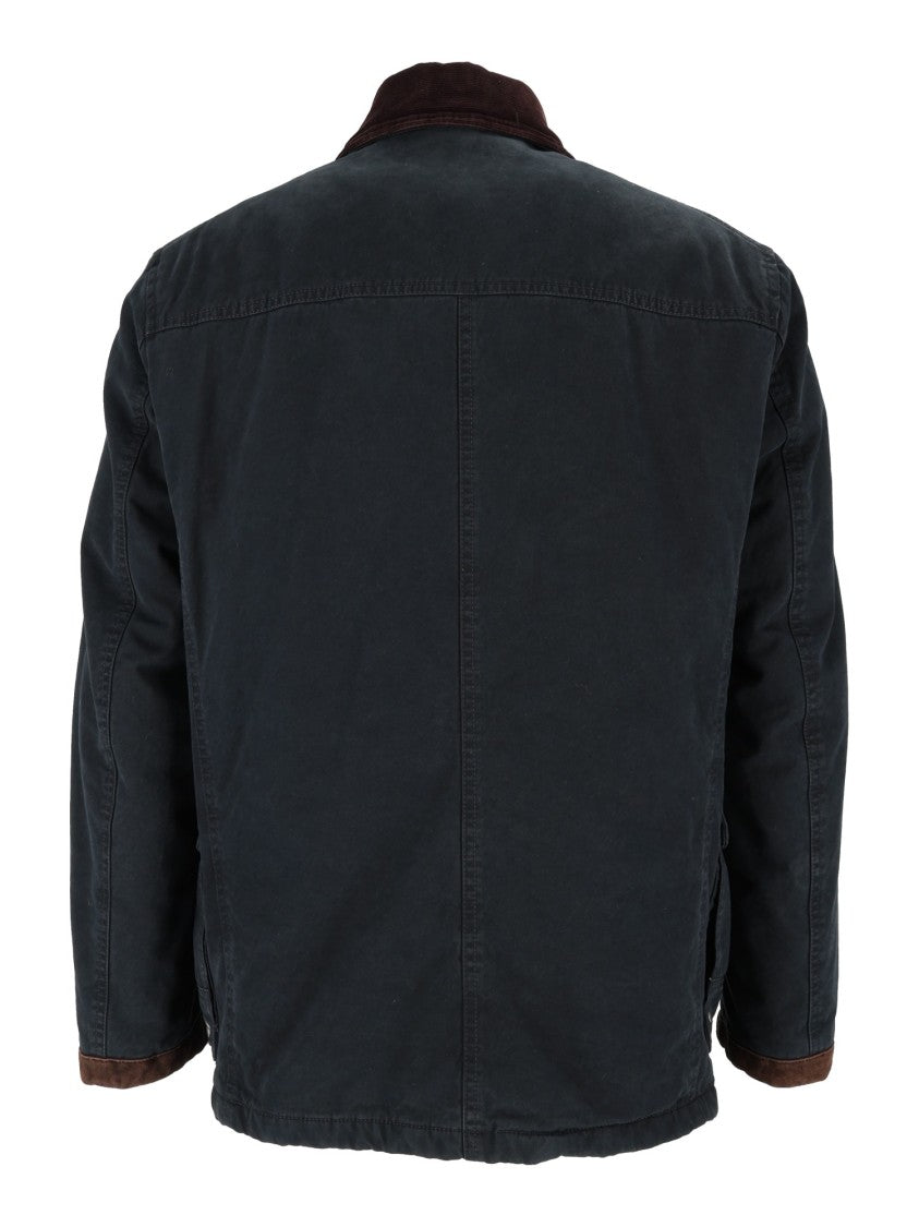 Fay Washed Cotton 4 Ganci Calf Suede Collar Jacket