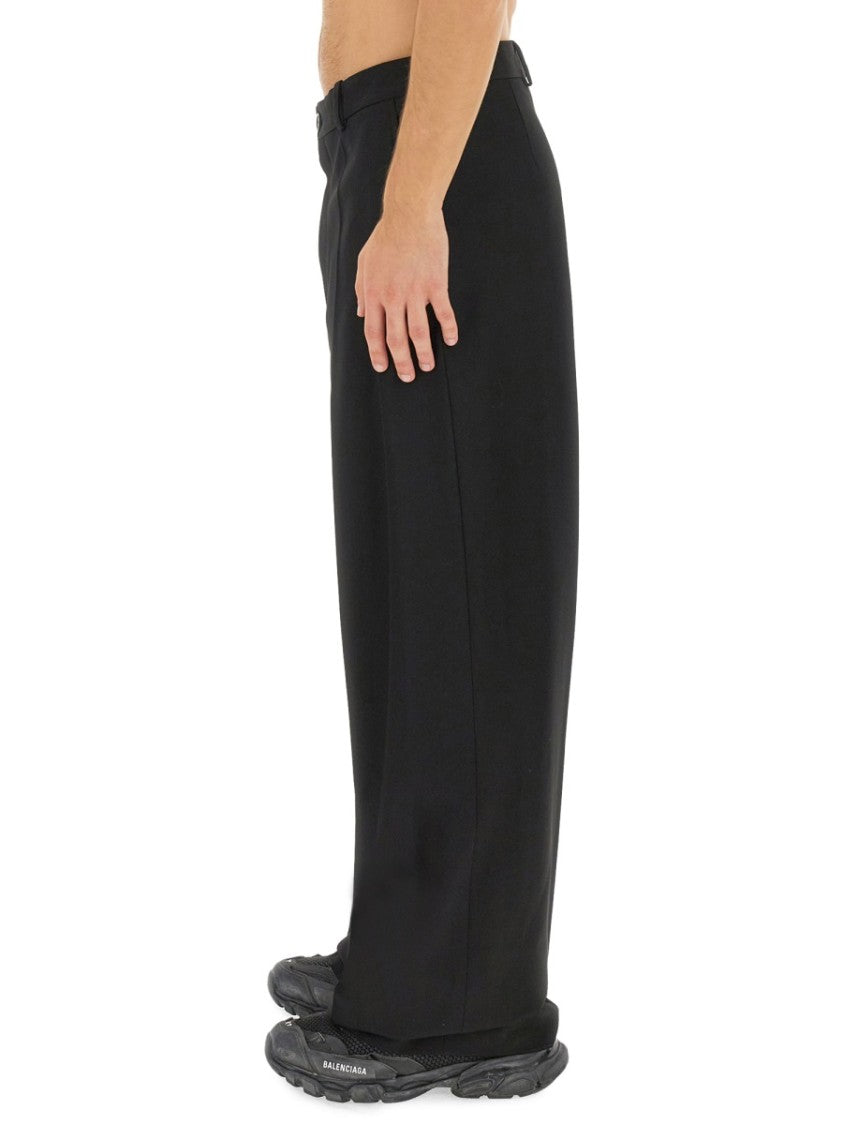 Balenciaga Wide-Leg Relaxed Wool Trousers