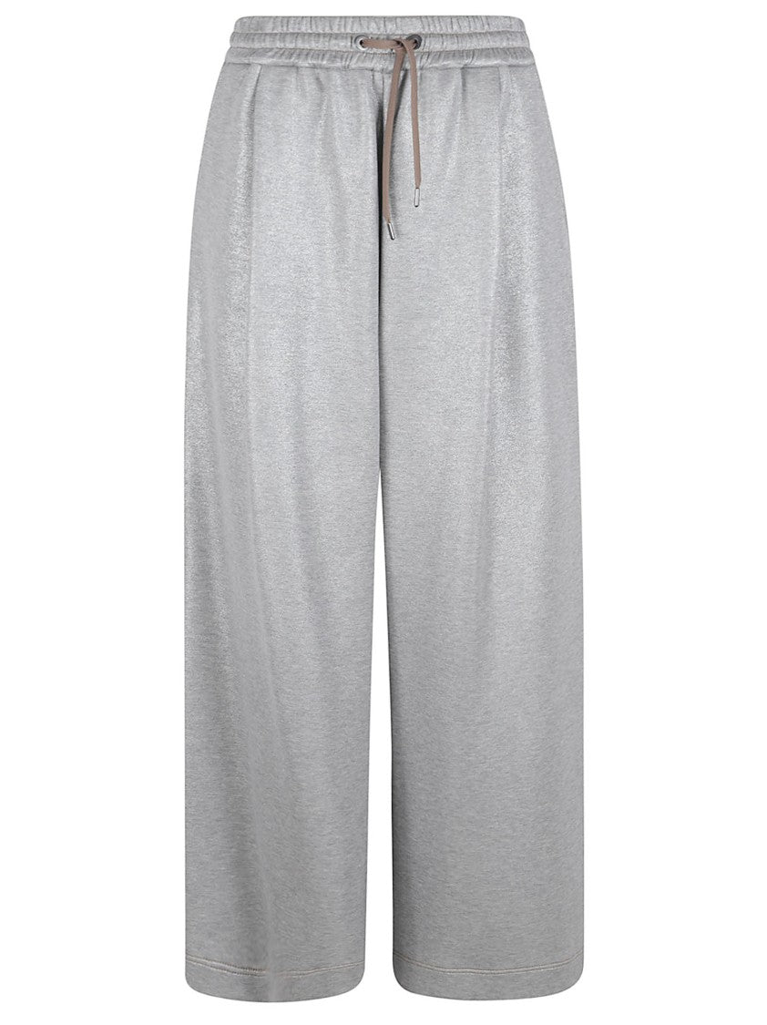 Brunello Cucinelli Wide-Leg Trousers With Sparkling Effect And Contrast Stitching