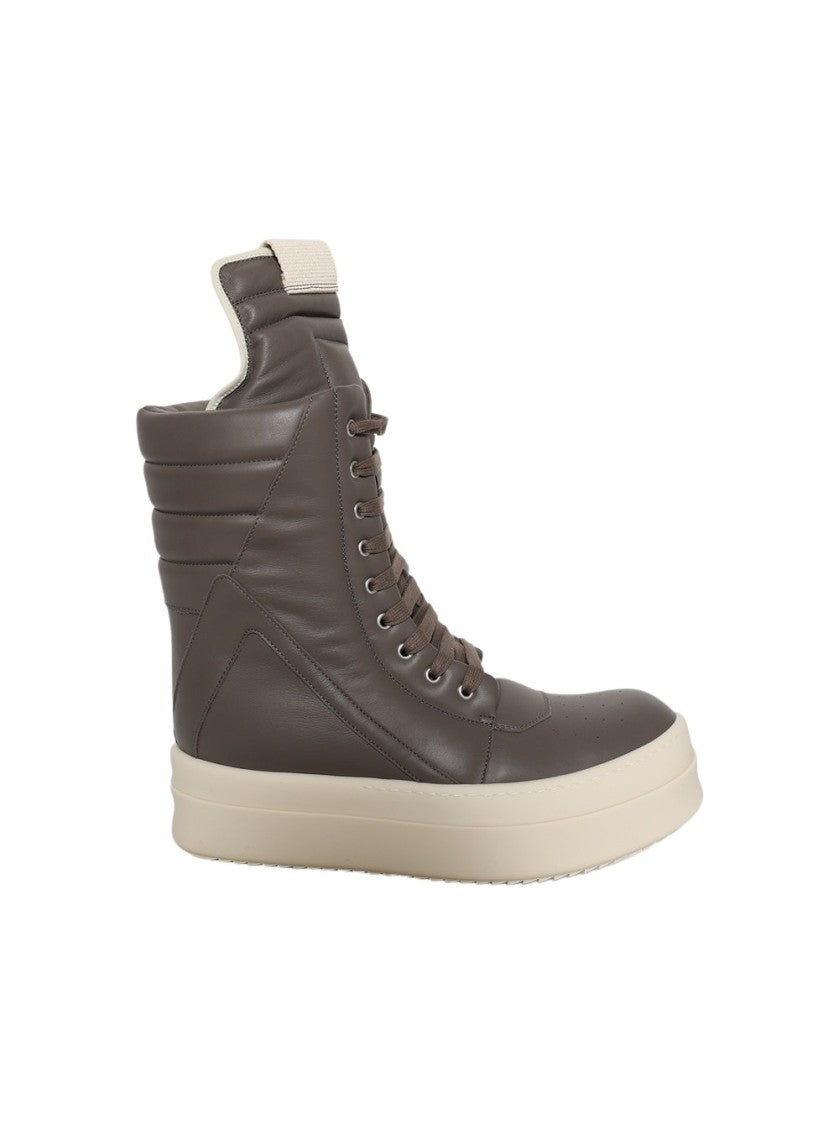 Rick Owens Hollywood Mega Geobasket High Top Sneakers Dust And Milk