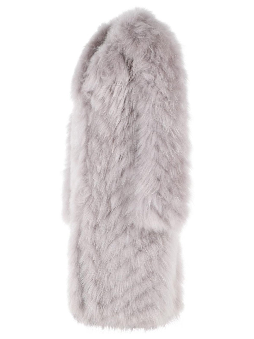 Simonetta Ravizza Yori' 'Cloud' Grey Cashmere Goat Fur Coat