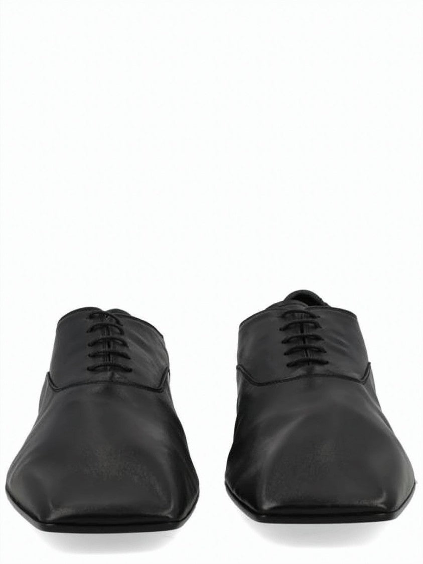 Mm6 By Maison Margiela Pointed Toe Black Leather Dress Shoes