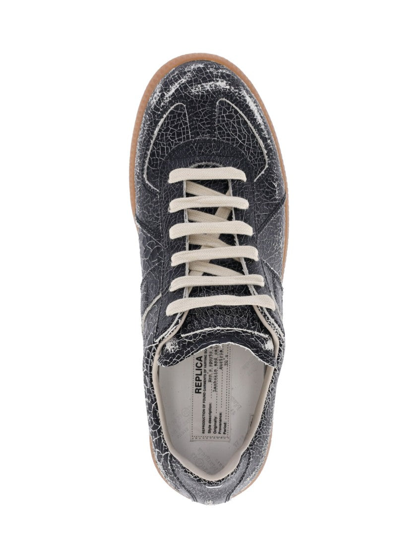 Maison Margiela Cracked Leather Low-Top Sneakers