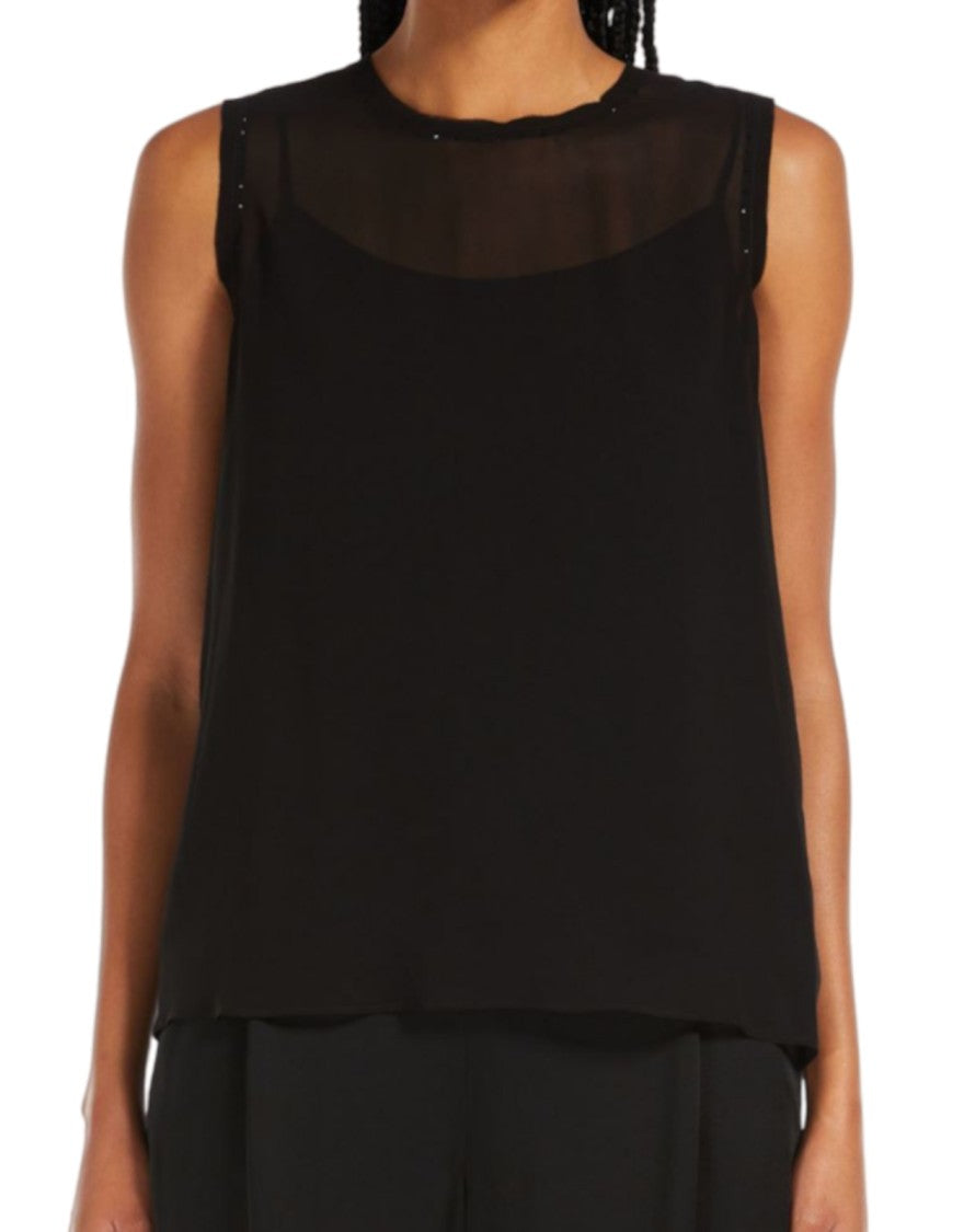 Max Mara Sheer Overlay Sleeveless Top