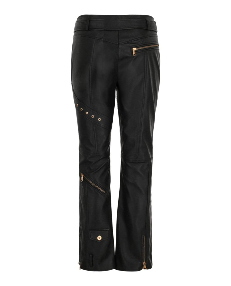 Versace Zipper Detailed Leather Pants