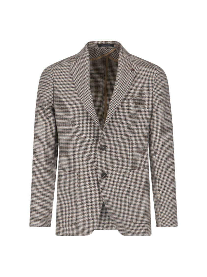 Tagliatore Brown Houndstooth Blazer