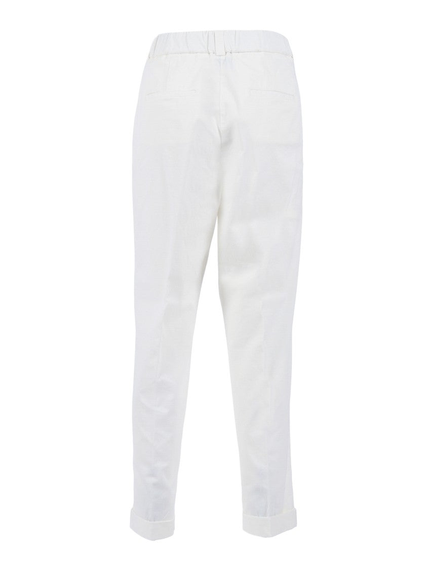 Peserico White Woman Trousers Mid Rise Straight-Leg Pants