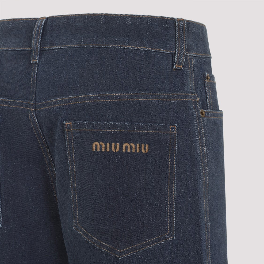 Miu Miu Flock Blue Cotton Jeans