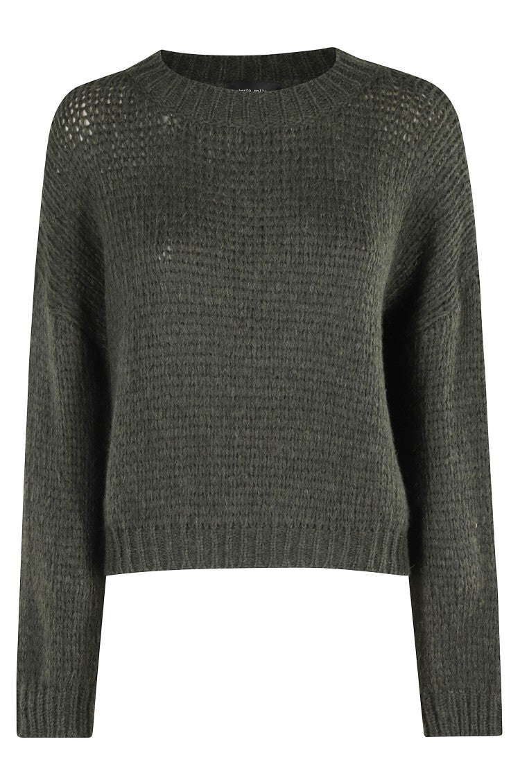 Roberto Collina Textured Knit Green Crew-Neck Sweater