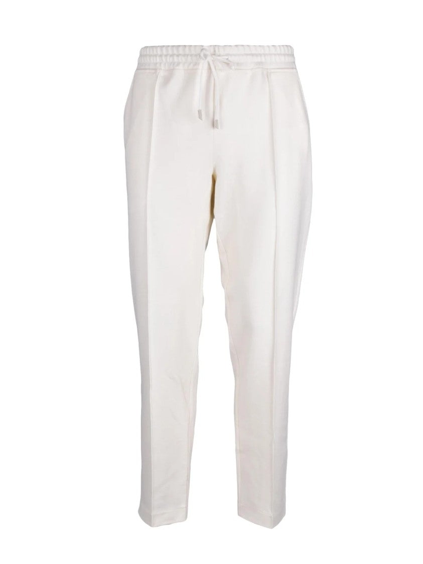 Eleventy Tailored White Wool Trousers With Adjustable Waistband And Streamlined Silhouette