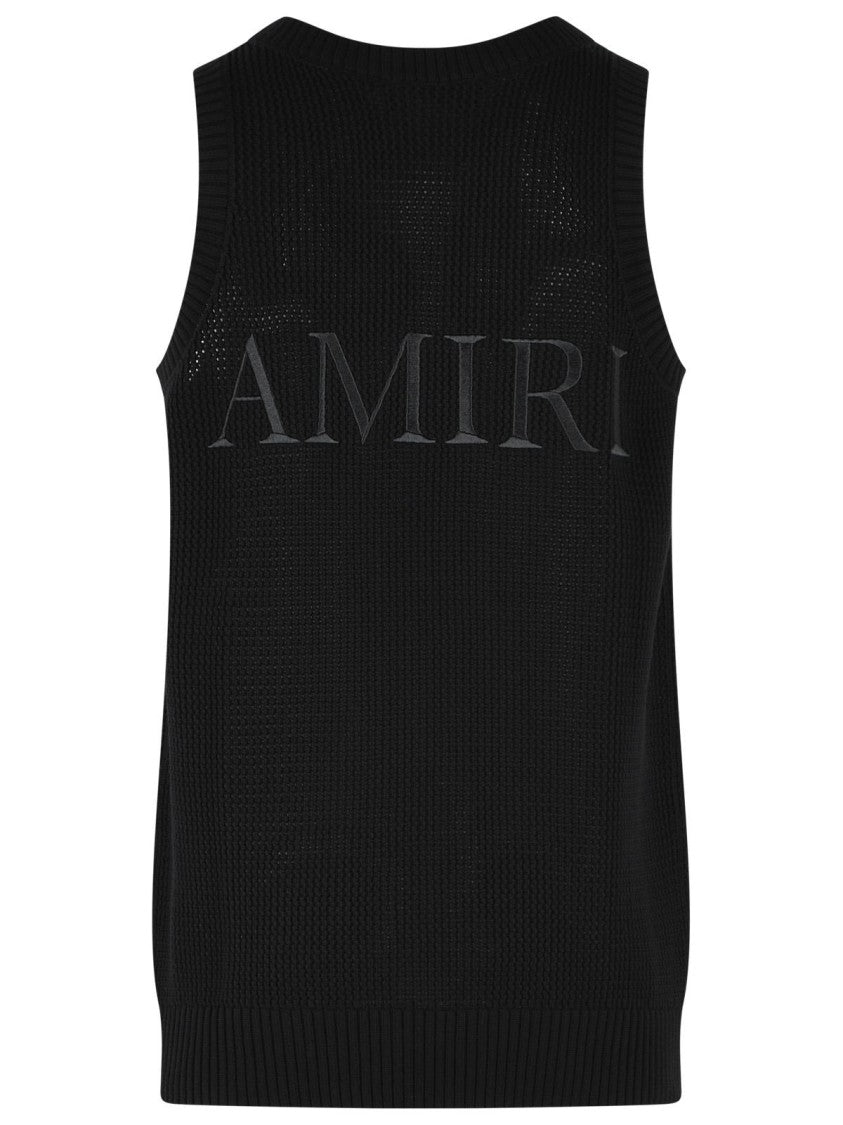 Amiri 'Knit Mesh' Black Cotton Tank Top
