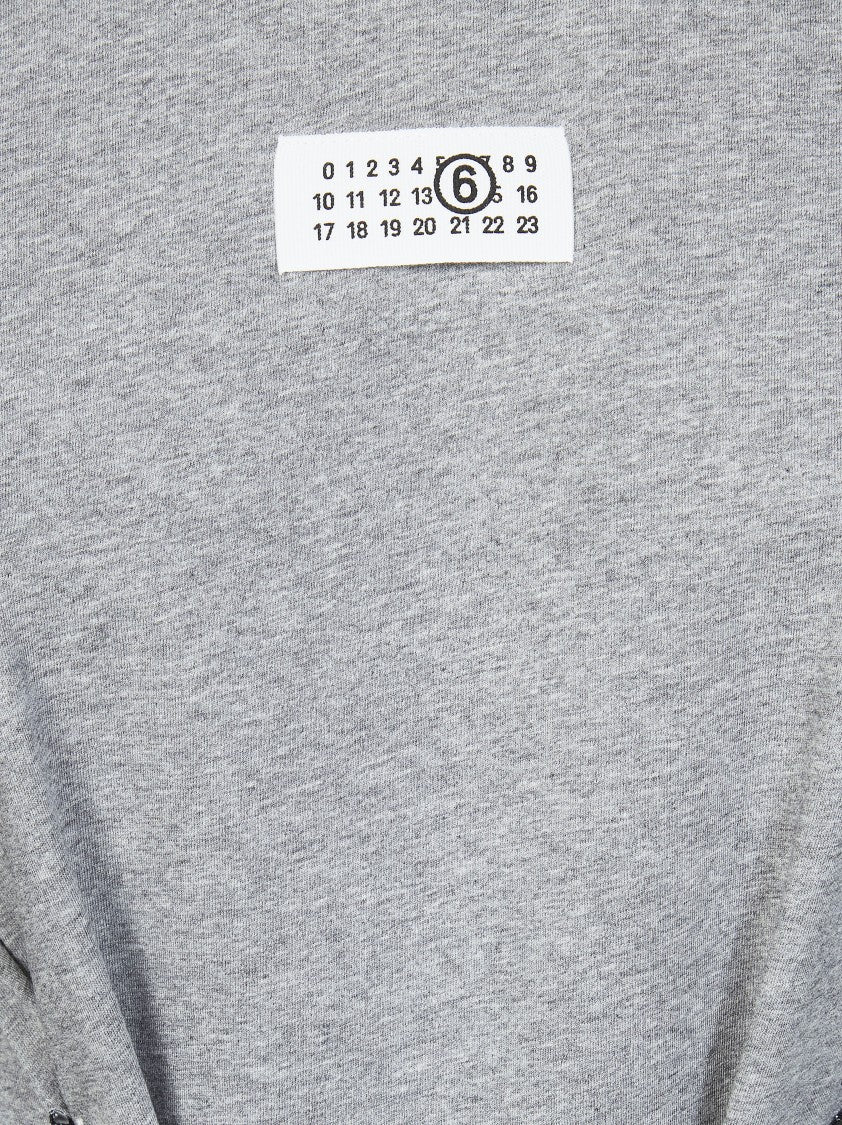 Mm6 By Maison Margiela Grey Silver Sequin Gloves Cotton T-Shirt