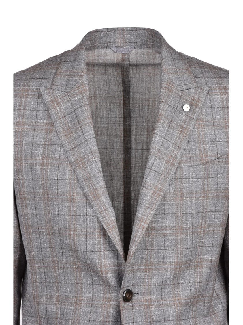 L.B.M. 1911 Jacket Wool Silk Linen - Grey/Brown