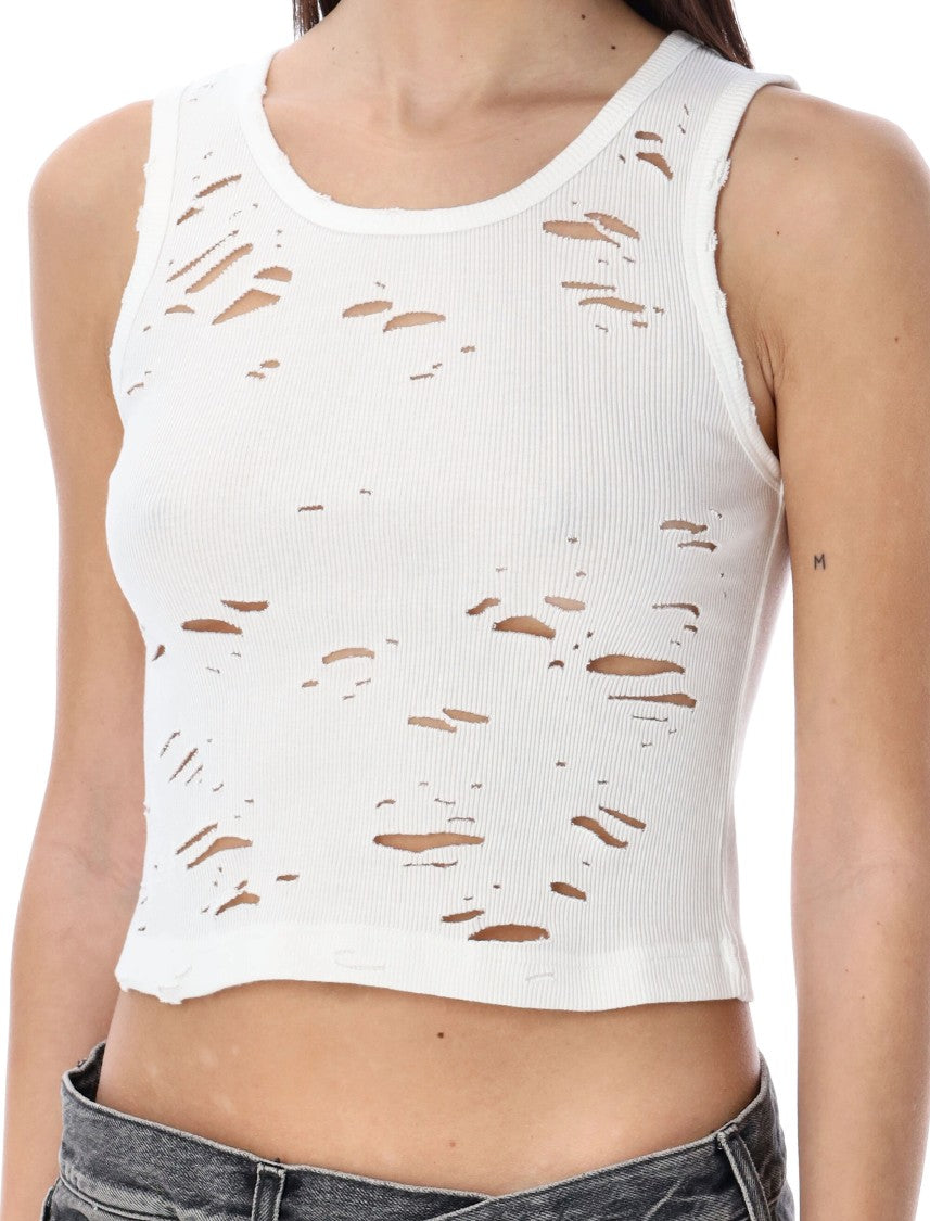 R13 Distressed Ribbed Slim Tank Top