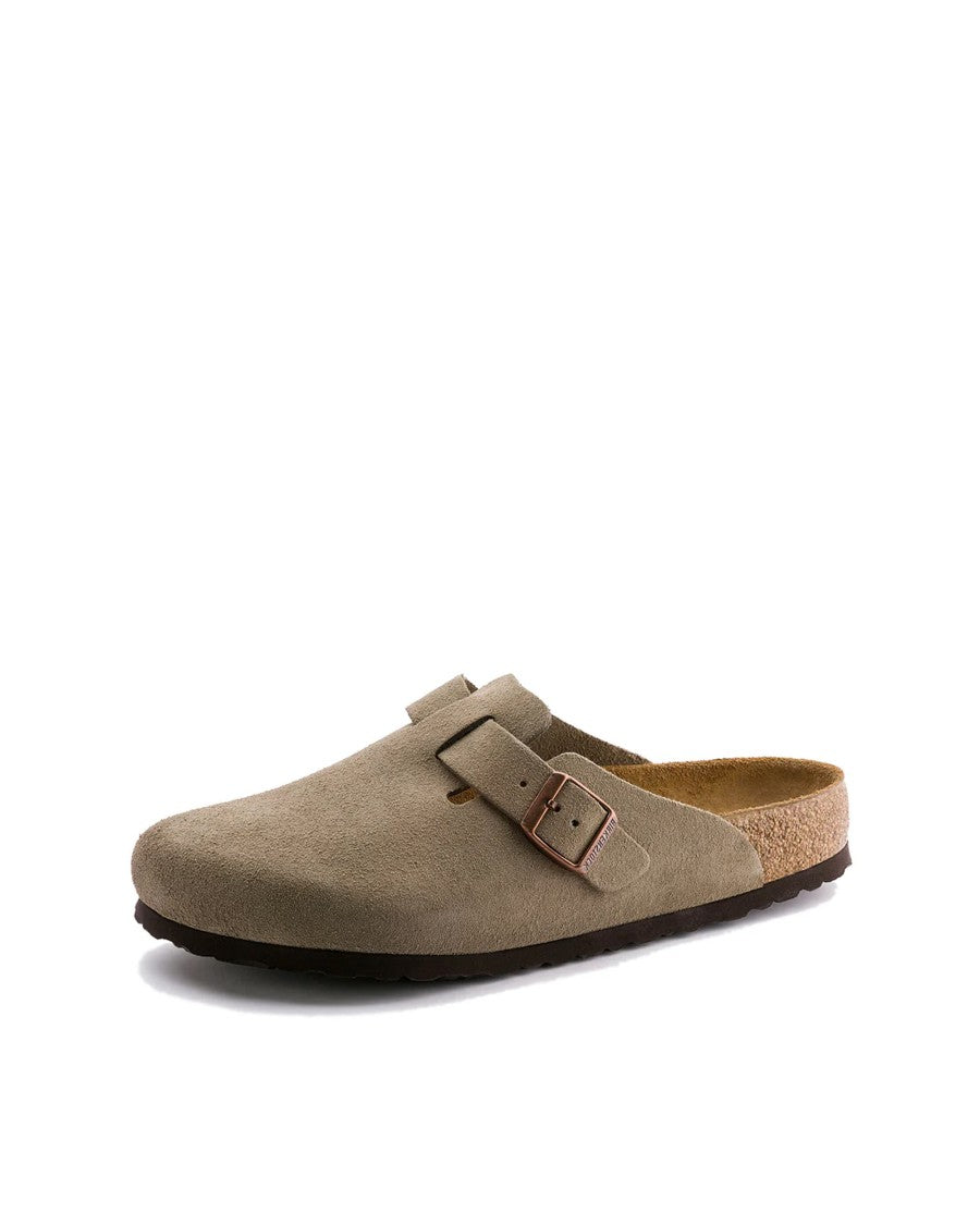 Birkenstock Taupe Boston Suede Leather Clogs