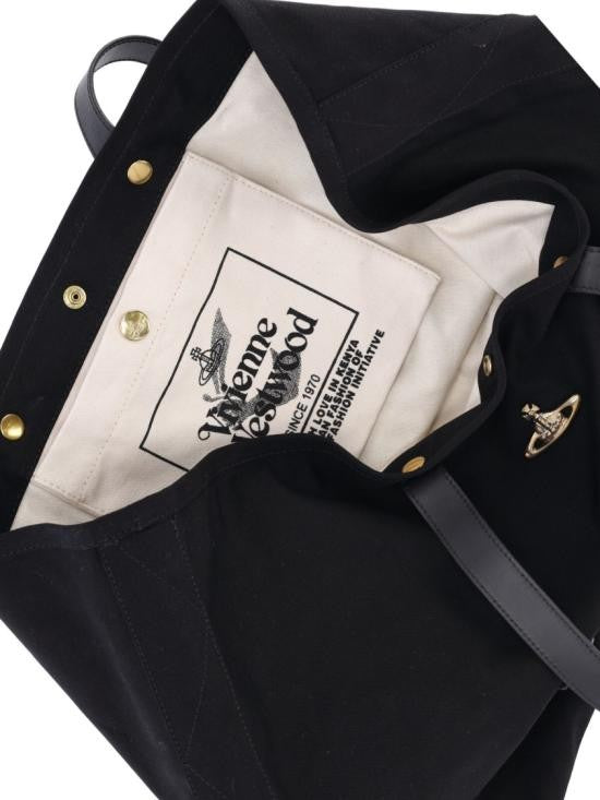 Vivienne Westwood Spacious Canvas Tote Bag With Minimalist Design
