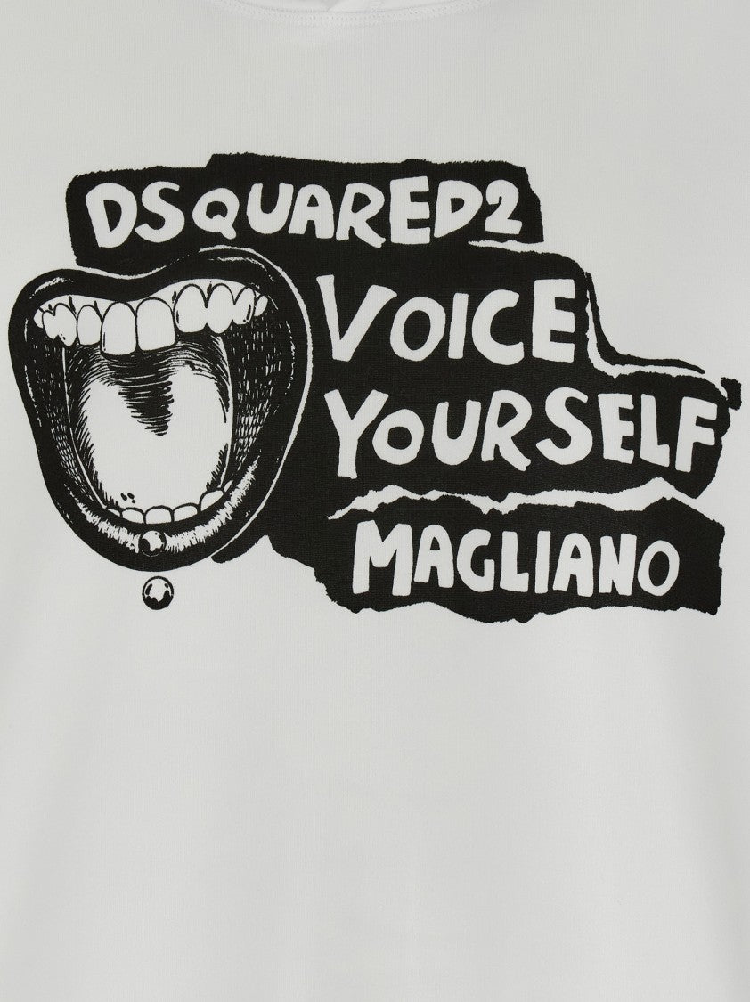 Dsquared2 Fleece Cotton Hoodie With Bold Graphic Print