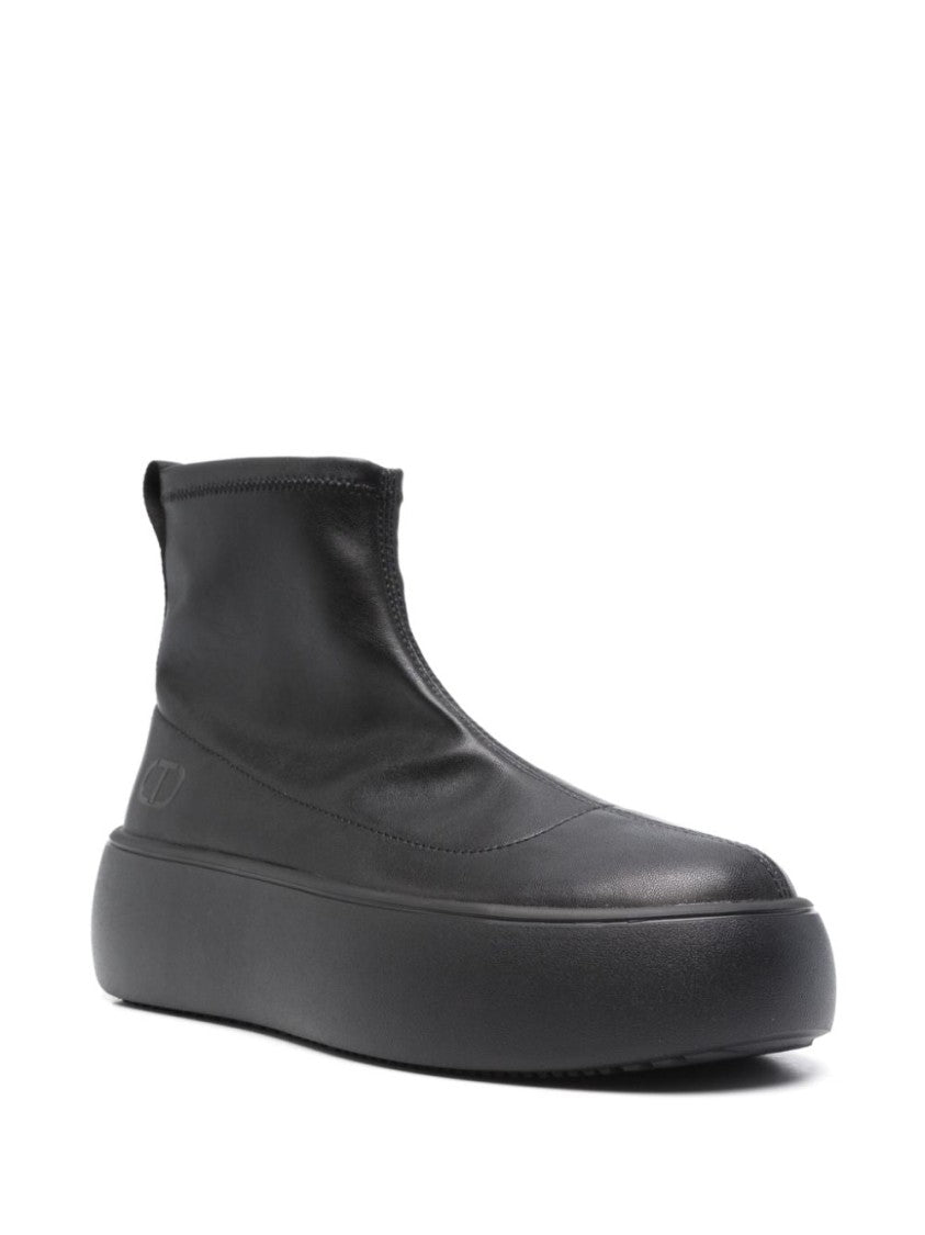 Twin-Set Black Ankle Boots With Elevated Platform Sole