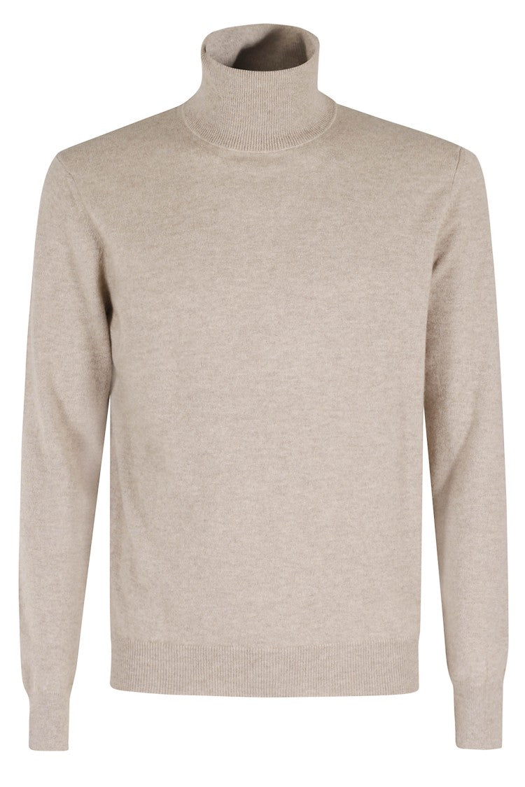 Malo High-Collar Walnut Wool Sweater
