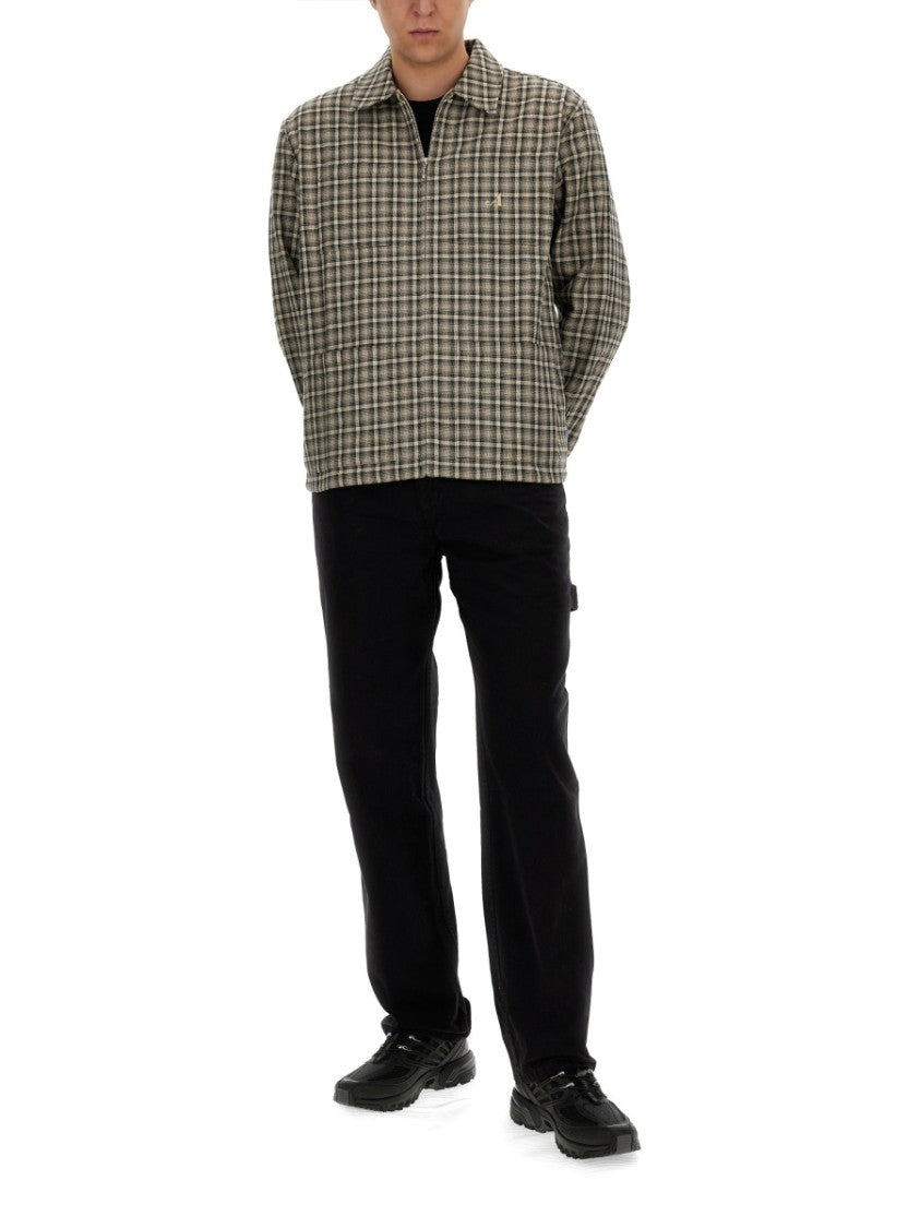 Awake Ny Plaid Shirt Jacket With Front Zip And Side Pockets