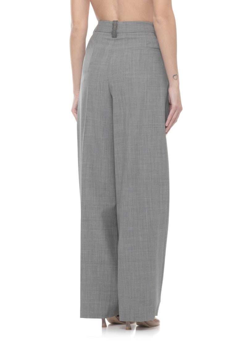 Fabiana Filippi Grey Lightpoint Detail Wool Pants