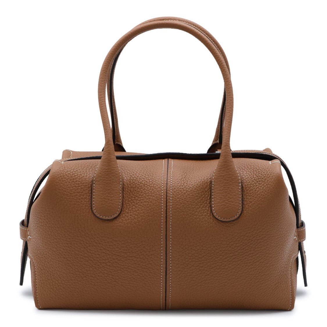 Tod's Top Handle Logo Emblem Shoulder Bag Zip Closure Leather - Brown