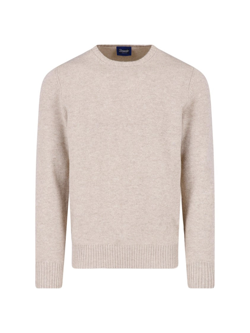 Drumohr Beige Cashmere Crewneck Sweater