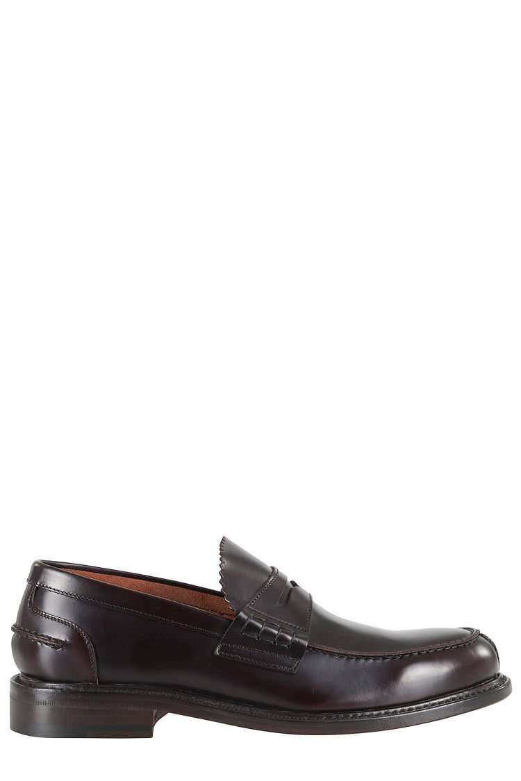 John Spencer Brown Shiny Penny Strap Leather Loafers