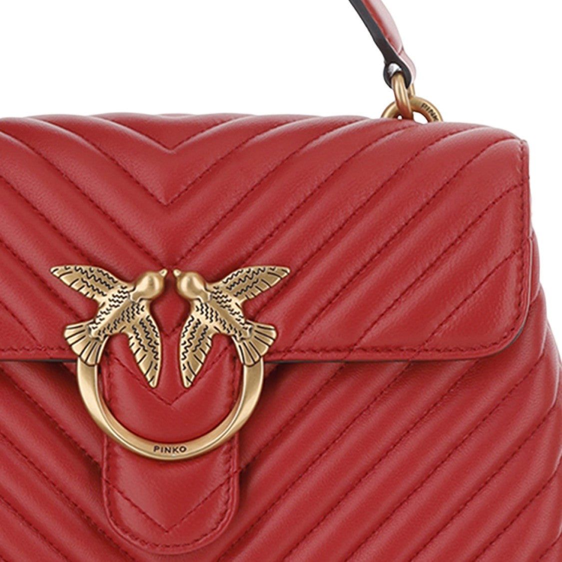 Pinko Red Love Lady Puff Big Quilted Leather Shoulder Bag
