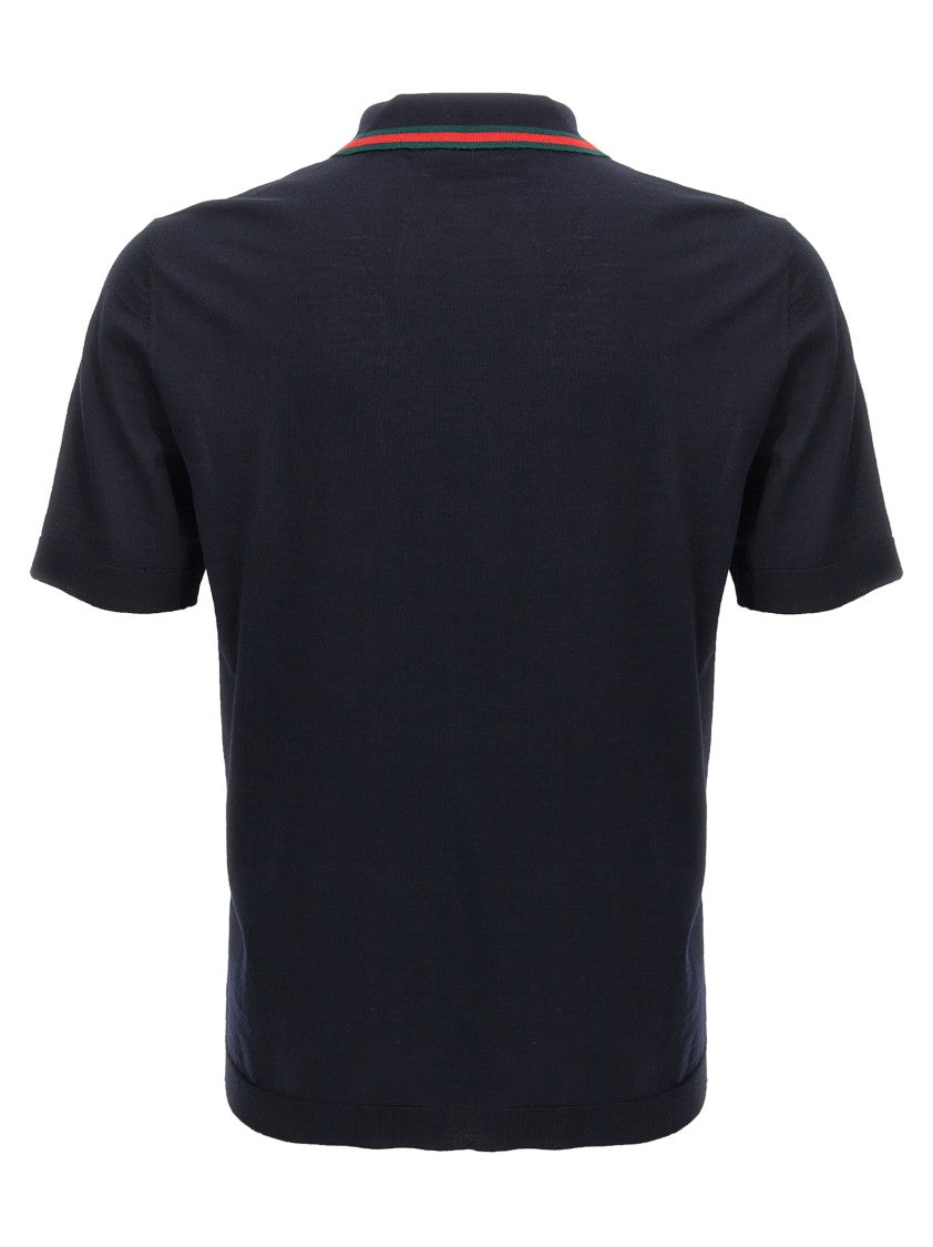 Gucci Web Ribbon Fine Knitted Wool Polo