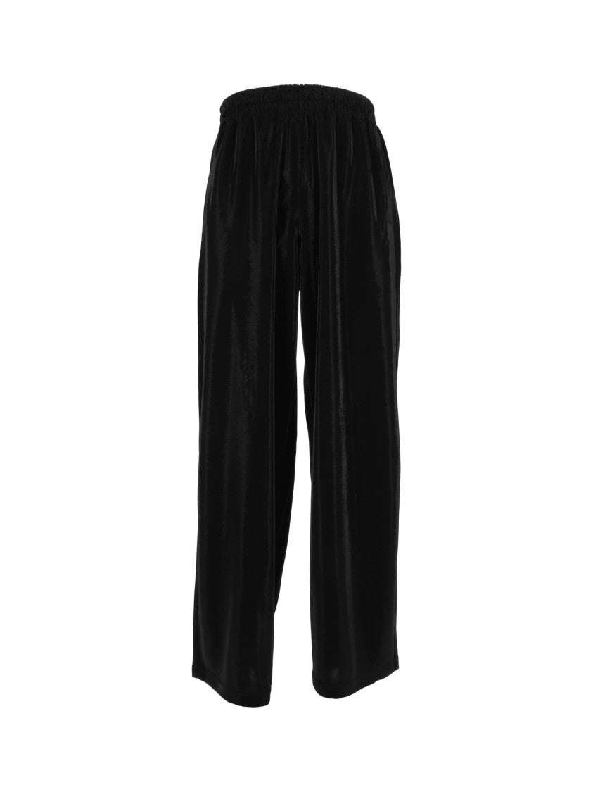 Diesel Cropped Glossy Elastic-Waist Wide-Leg Pants