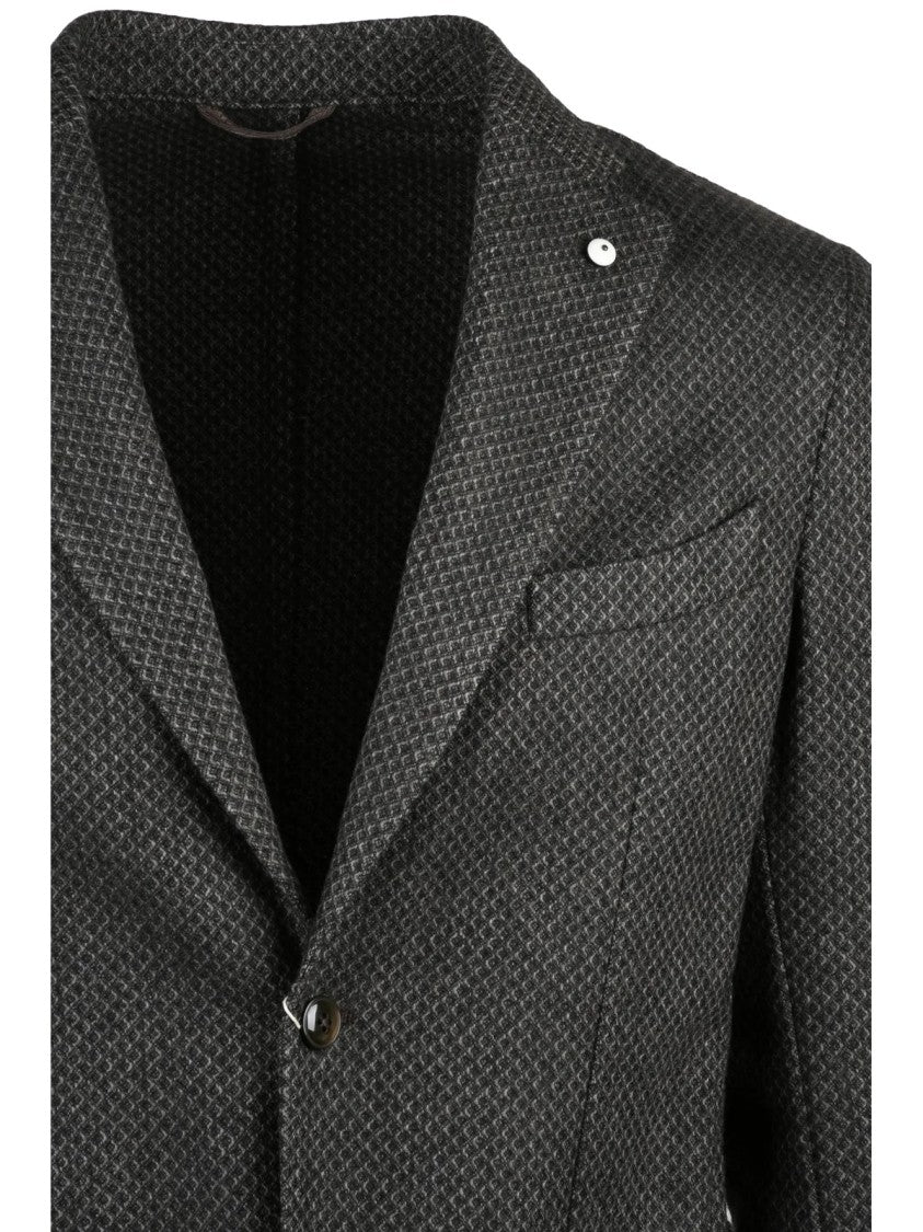 L.B.M. 1911 Rounded Jacket With Textured Fabric And Button Closure