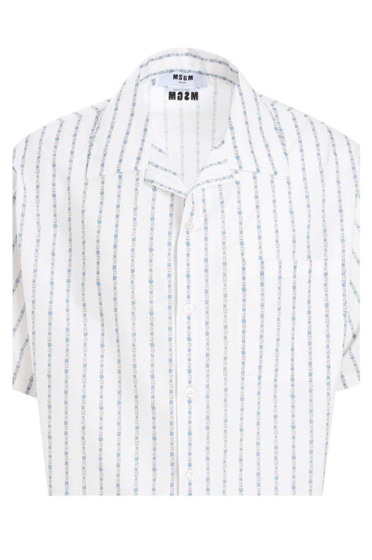 Msgm Vertical Stripe Relaxed Fit Short-Sleeved Shirt