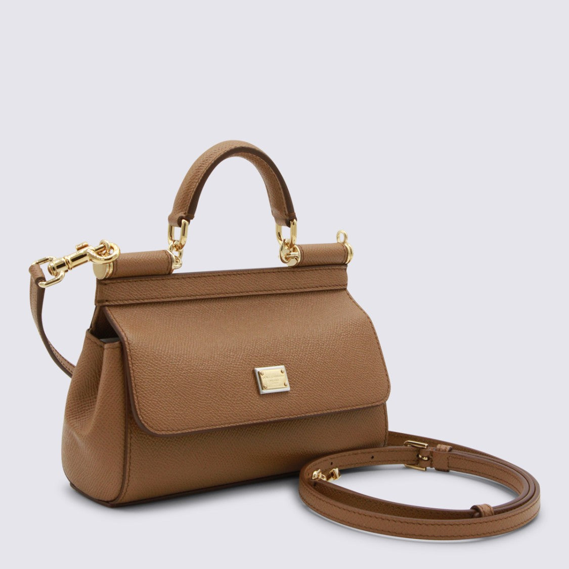 Dolce & Gabbana Caramel Leather Sicily Small Top Handle Bag