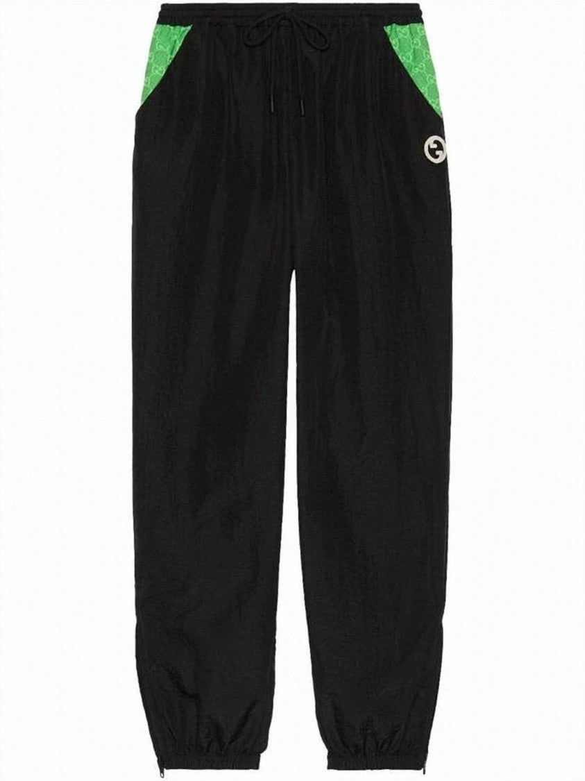 Gucci Relaxed Jogger Pants With Vibrant Green Accents