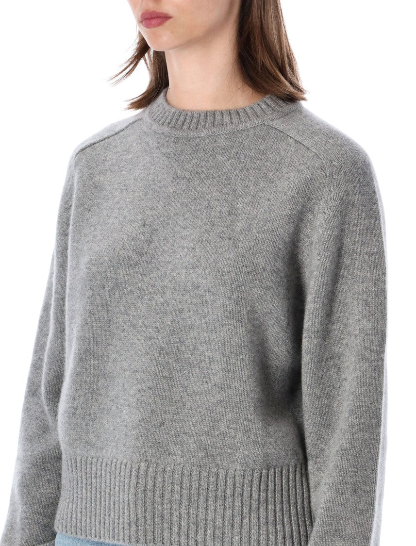 Extreme Cashmere Please Saddle Sleeve Heavy Cashmere Cropped Crewneck Sweater