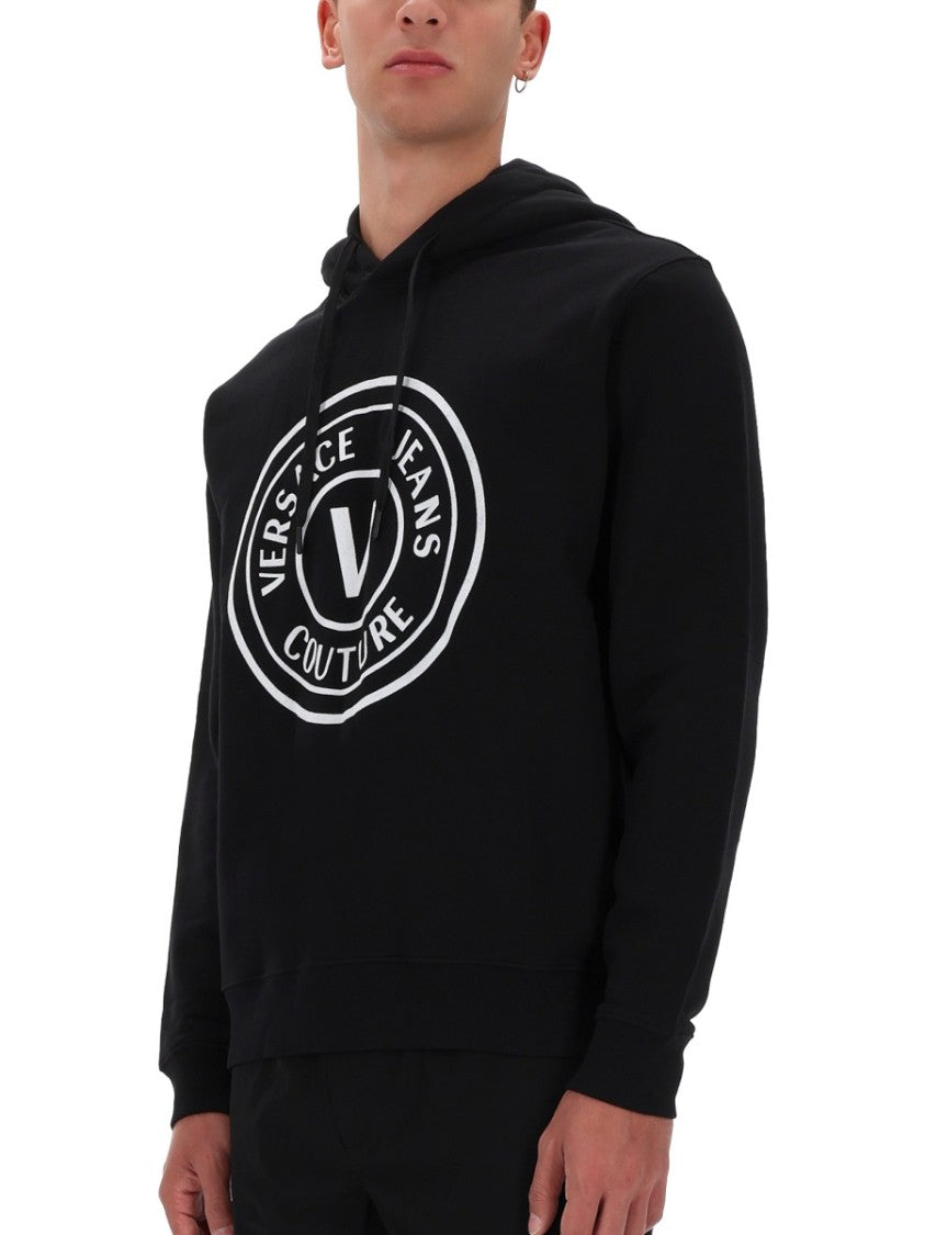 Versace Jeans Couture Black Relaxed-Fit Logo Hoodie